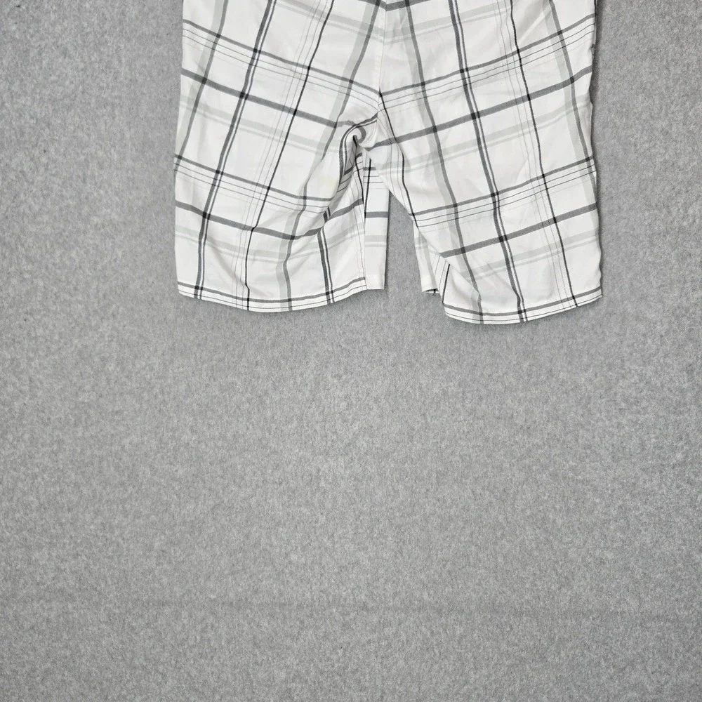 O'Neill Men Shorts 34 White Plaid Chino Warren Button Zipper Logo 10
